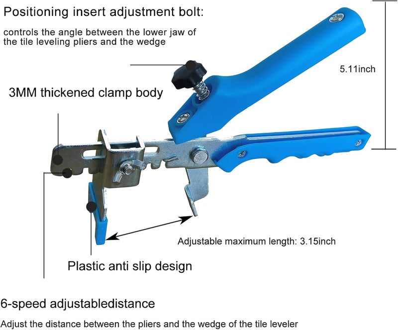 RUHOOM Tile Leveling system Plier Hand Floor Pliers Tiling Installation Tool Tile Locator Leveling System for DIY Ceramic Tile Stone Wall Tile Spacers Adjustment blue - Image 2